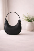 Half Moon Shoulder Bag Minimalist Elegant Handbag for Women – Black