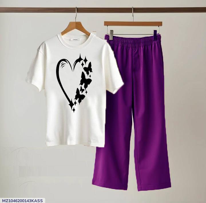 2-Piece Night Suit Cotton Jersey Heart Butterfly Print