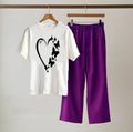 2-Piece Night Suit Cotton Jersey Heart Butterfly Print