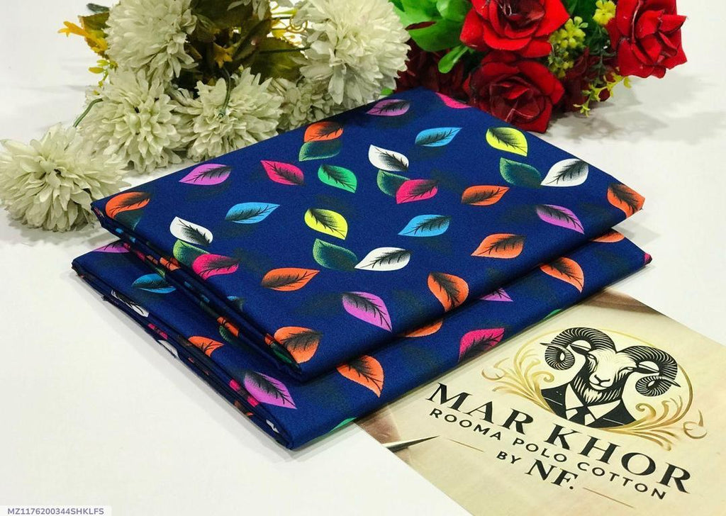 Blue Leaf Print Cotton Suit for Women Pakistan