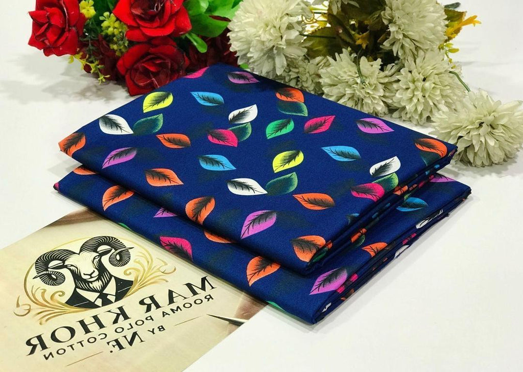 Blue Leaf Print Cotton Suit for Women Pakistan