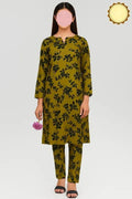 Olive Green Floral Printed 2-Piece Suit for Women