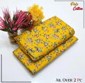 Mustard Floral Printed 2-Piece Polo Cotton Suit