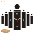 3D Wooden Wall Clock Black Modern Design