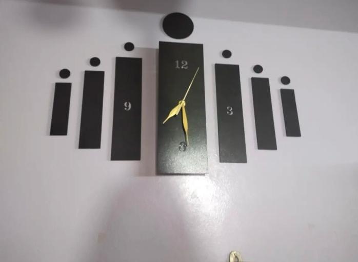 3D Wooden Wall Clock Black Modern Design