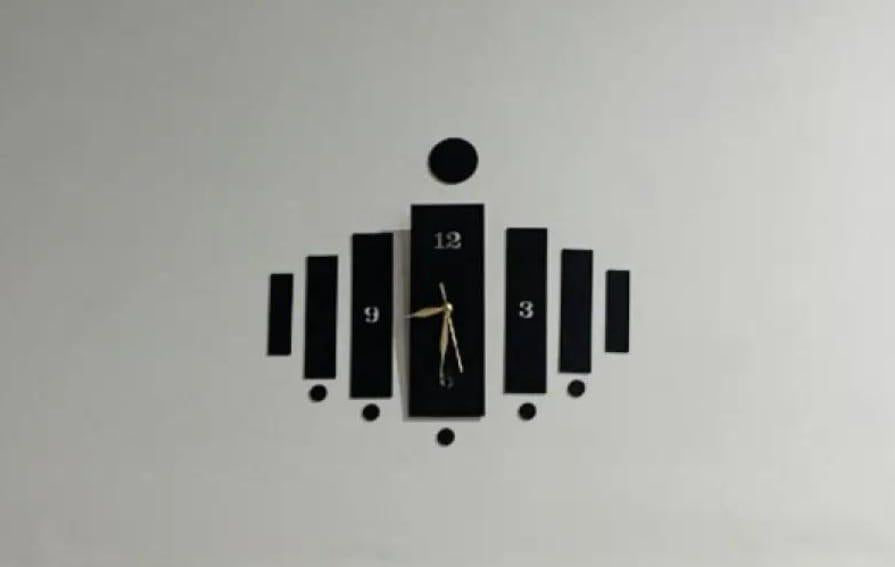 3D Wooden Wall Clock Black Modern Design