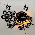 3D Flower Wooden Wall Clock With LED Light