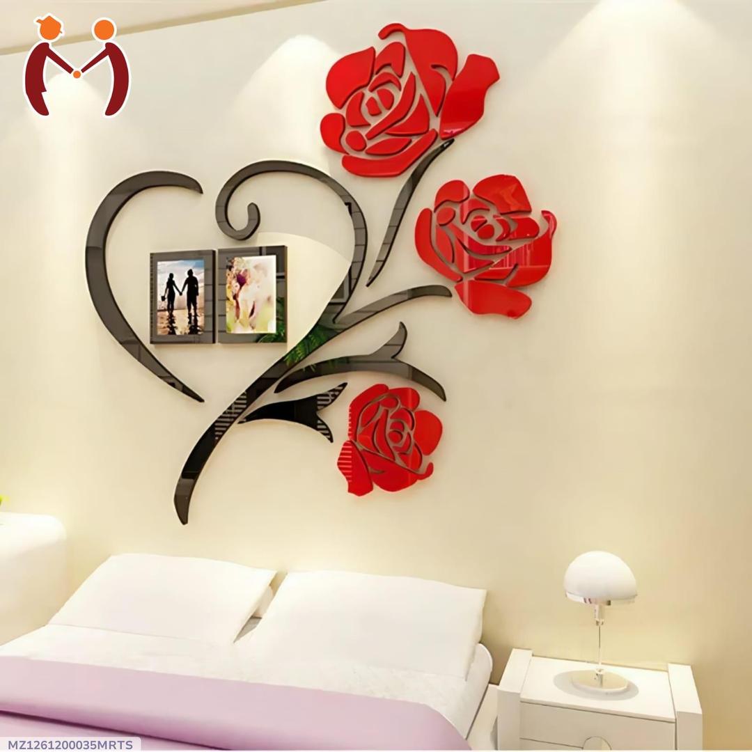 Heart Shape Red Rose Wall Art With Photo Frames