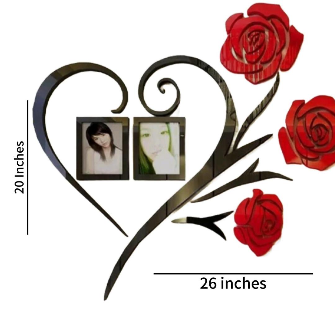 Heart Shape Red Rose Wall Art With Photo Frames
