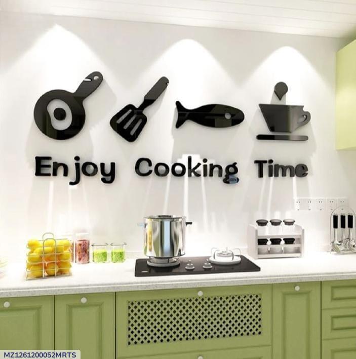 3D Wall Art Black Laser Cut Modern Kitchen Decor