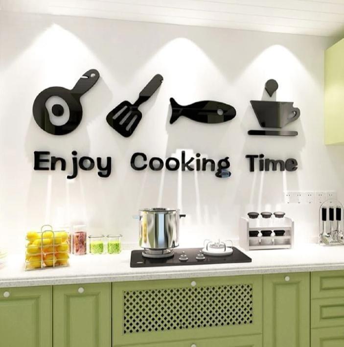 3D Wall Art Black Laser Cut Modern Kitchen Decor