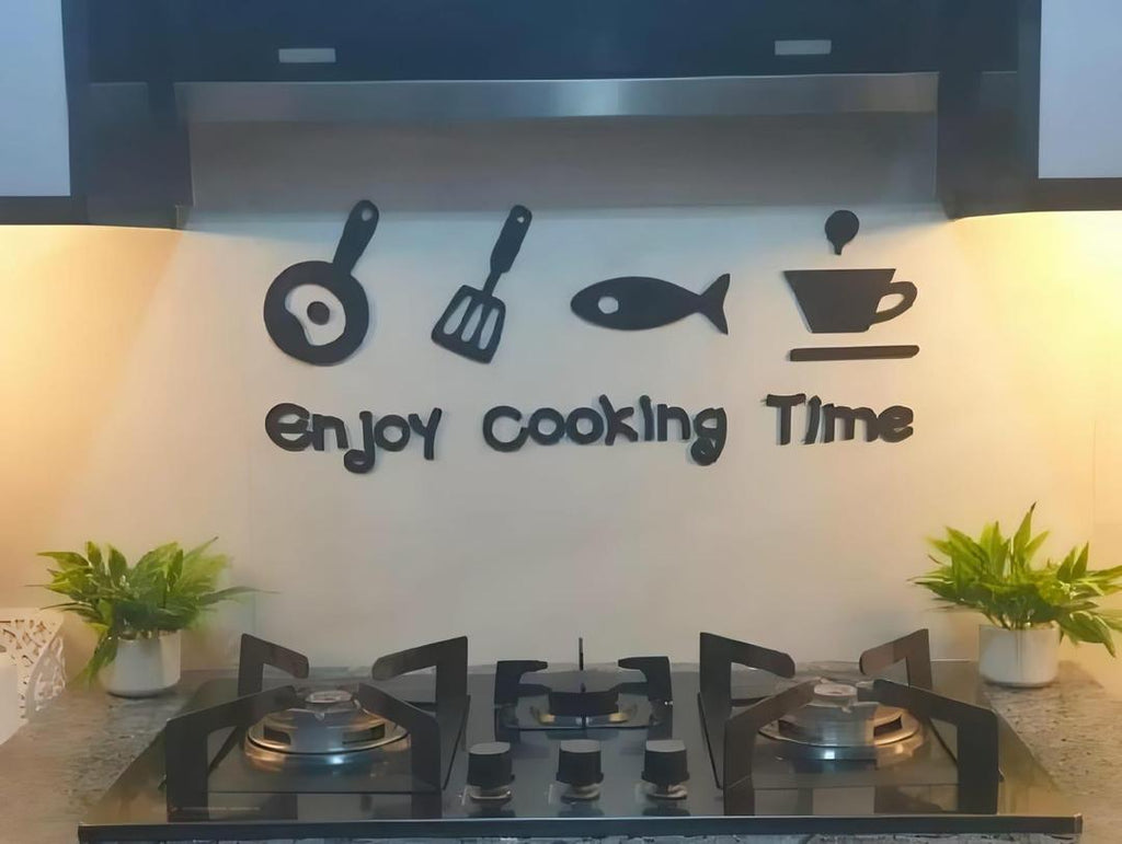 3D Wall Art Black Laser Cut Modern Kitchen Decor