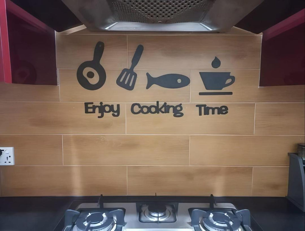 3D Wall Art Black Laser Cut Modern Kitchen Decor