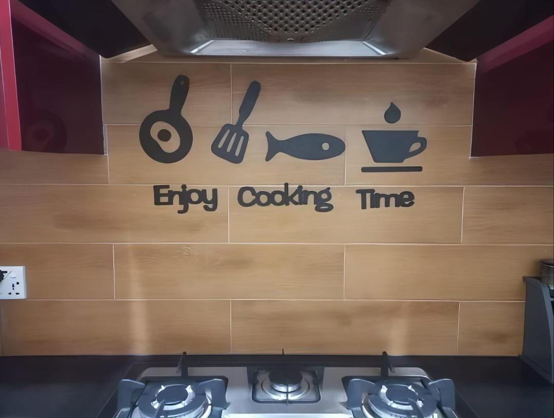 3D Wall Art Black Laser Cut Modern Kitchen Decor
