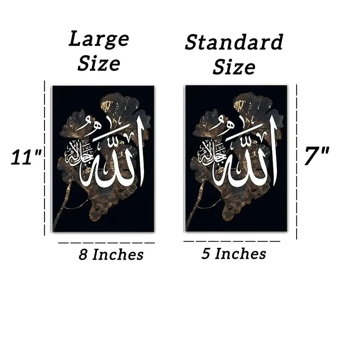 Islamic Calligraphy Wall Art Set of 3 Golden Floral Black