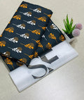 Women Printed Polo Cotton Suit Black 2-Piece Unstitched