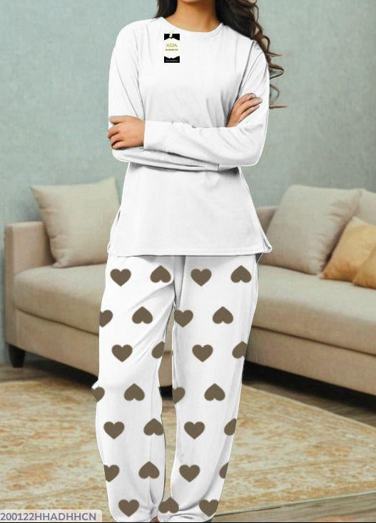 Pakistani Cotton Night Suit with Heart Print