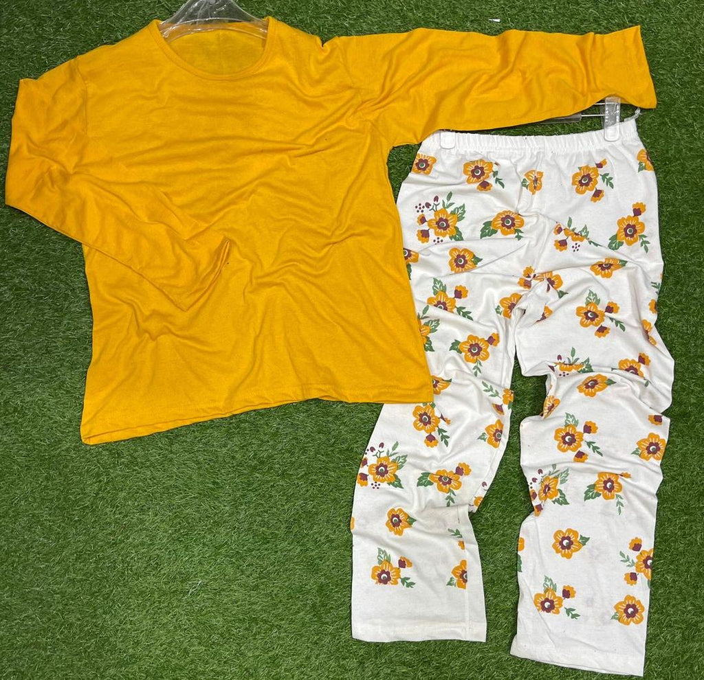Stylish Yellow Cotton Night Suit Set for Home