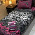 Purple Mix Cotton Single Bedsheet Set 4 Pcs