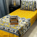 Premium Cotton Salonica Bedsheet Set Single Bed Yellow Floral