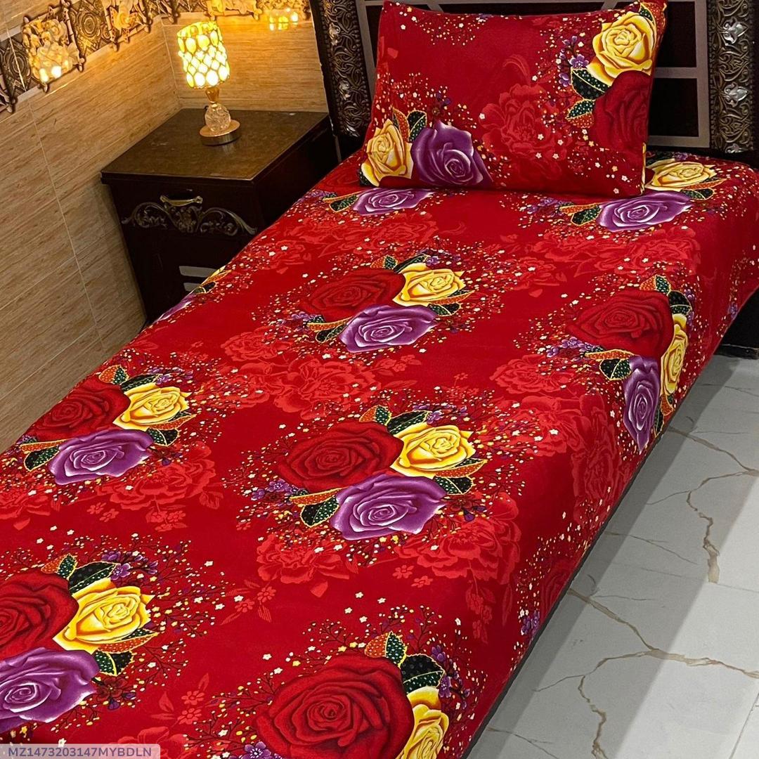 Red Floral Bedsheet Set Crystal Cotton 90x60