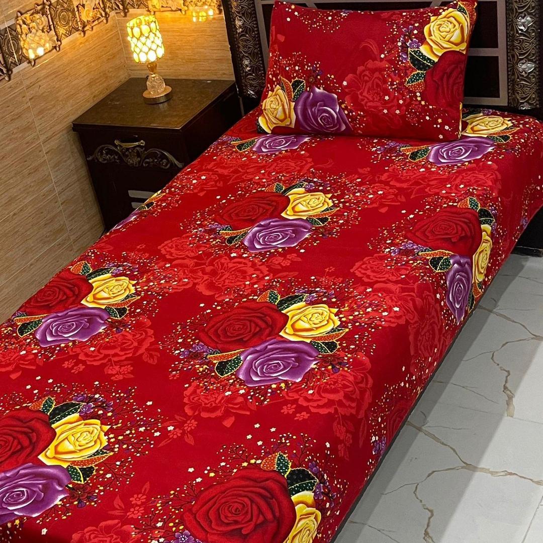Red Floral Bedsheet Set Crystal Cotton 90x60