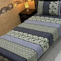 Crystal Cotton Single Bedsheet Set Grey Floral Geometric