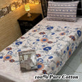 Exclusive 4 Pcs 100% Pure Cotton Printed Single Bedsheet