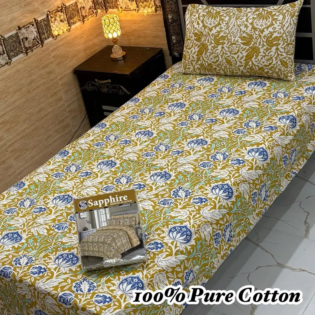 Exclusive 4 Pcs 100% Pure Cotton Printed Single Bedsheet