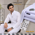 Men White Cotton Unstitched Suit Summer Eid Festive