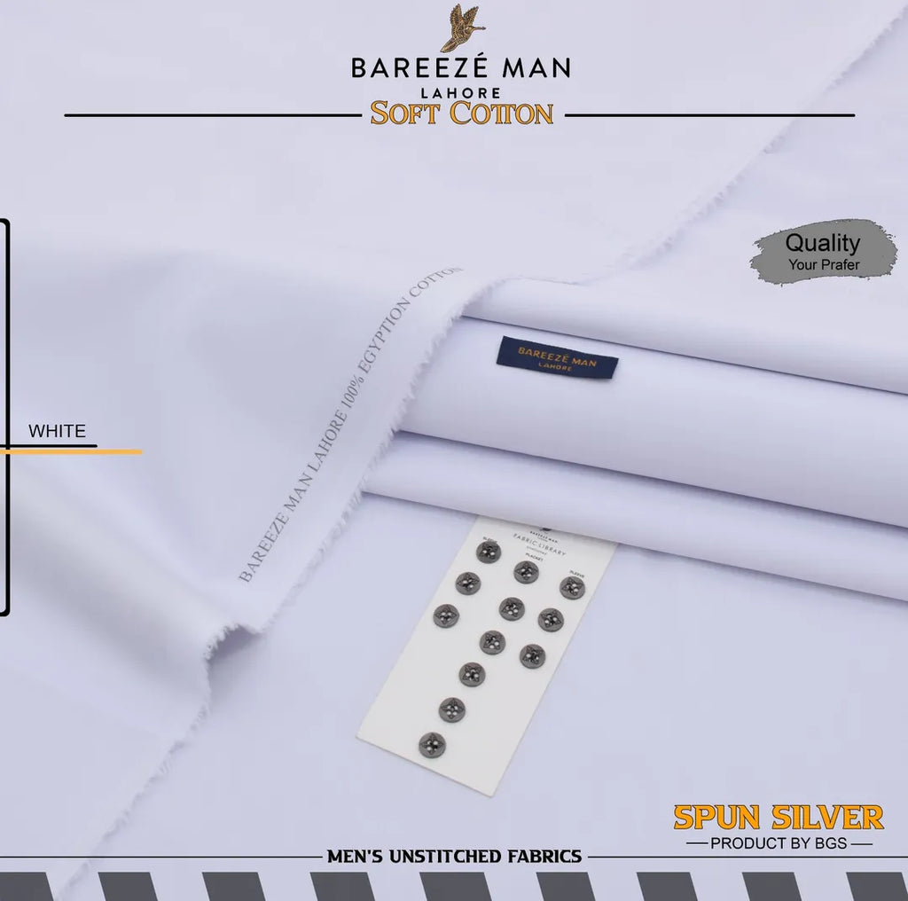 Men White Cotton Unstitched Suit Summer Eid Festive