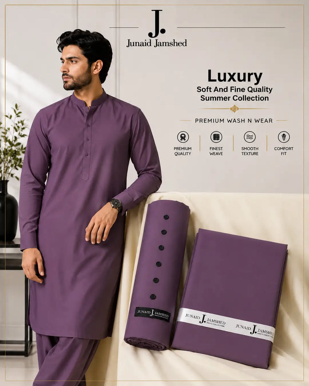 Men’s Unstitched Wash And Wear Plain Suit