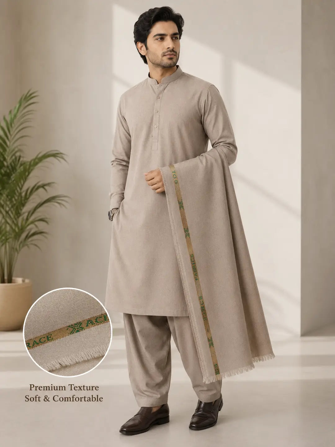 Men’s Unstitched Wash And Wear Textured Suit