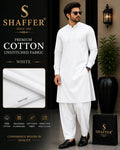 Premium Unstitched White Cotton Suit for Men