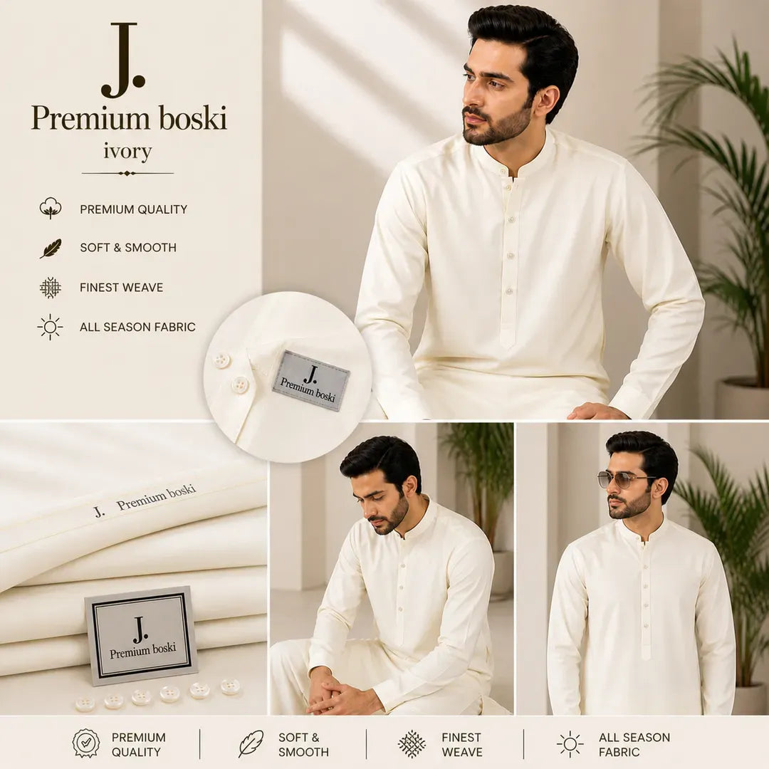Ivory Boski Men Suit All Season Premium Quality