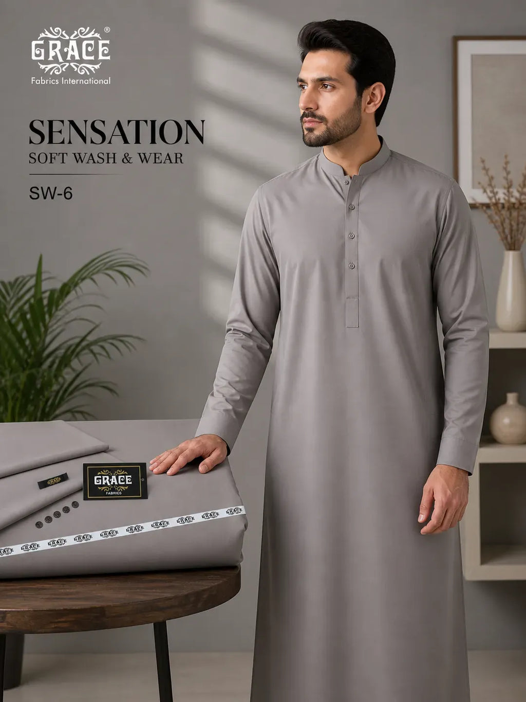 Men's Wash & Wear Plain Suit Grey All Season