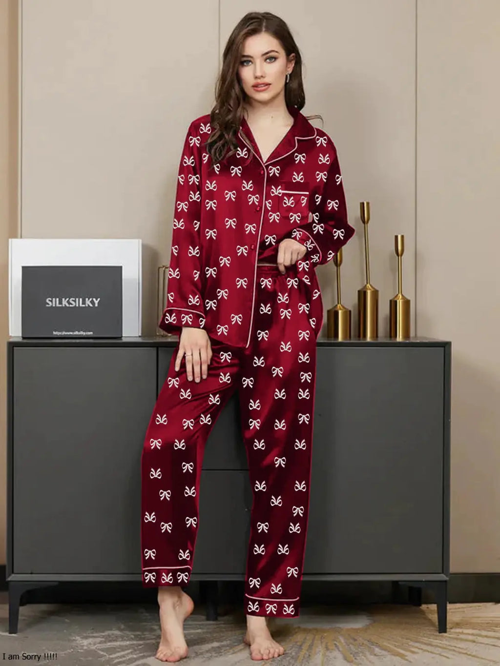2 Pcs Women's Stitched Silk Printed Night Suit