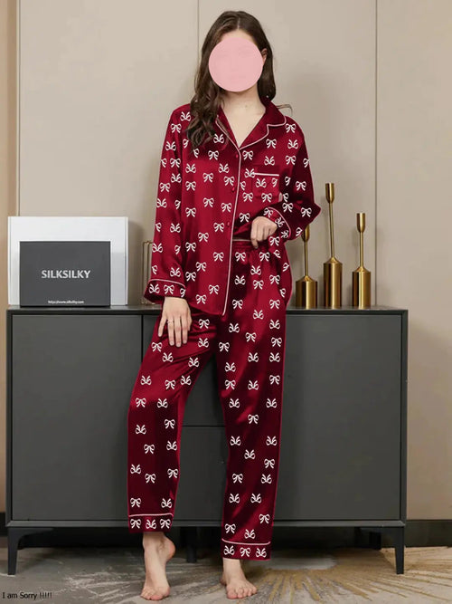2 Pcs Women's Stitched Silk Printed Night Suit