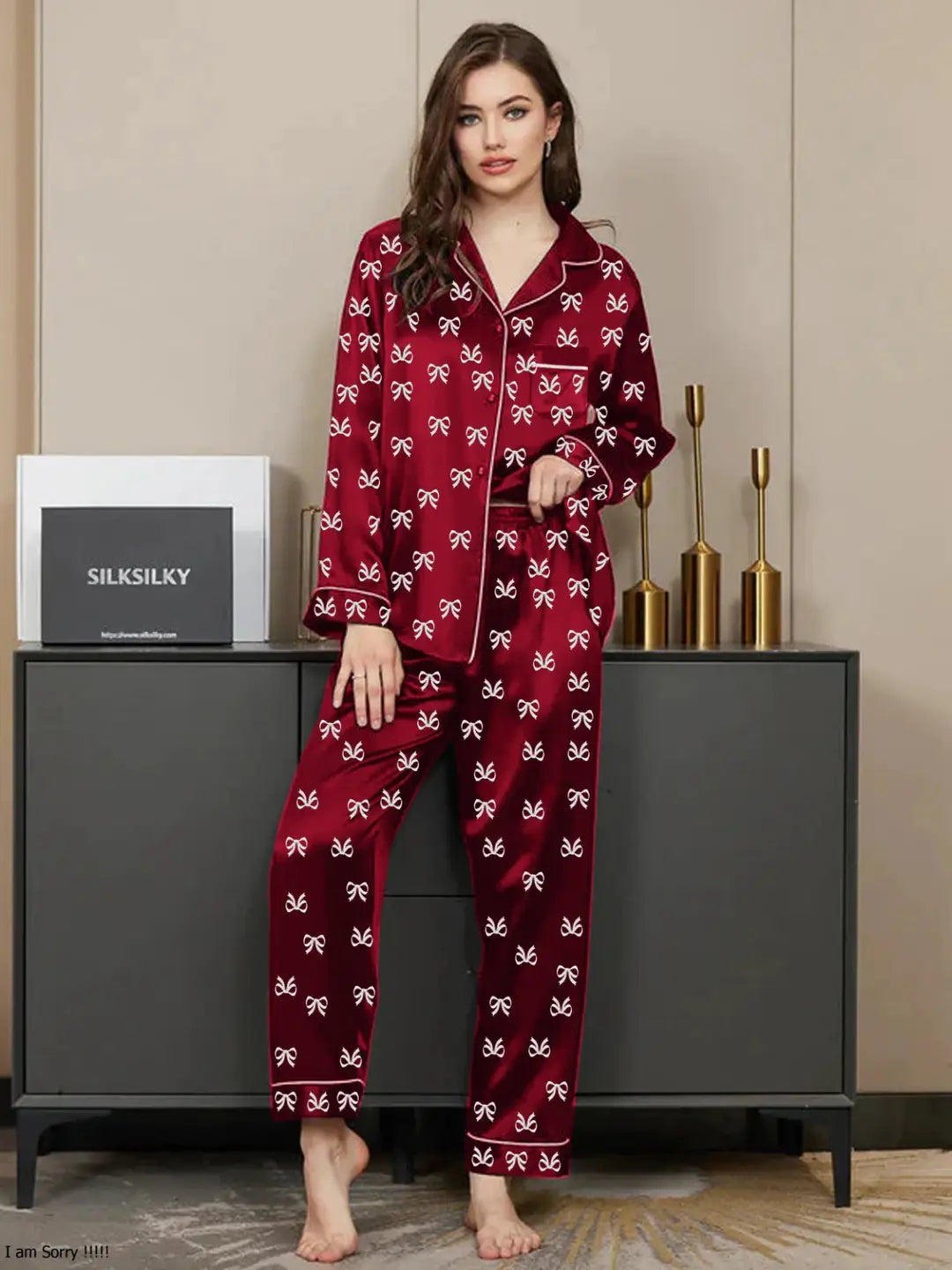 2 Pcs Women's Stitched Silk Printed Night Suit