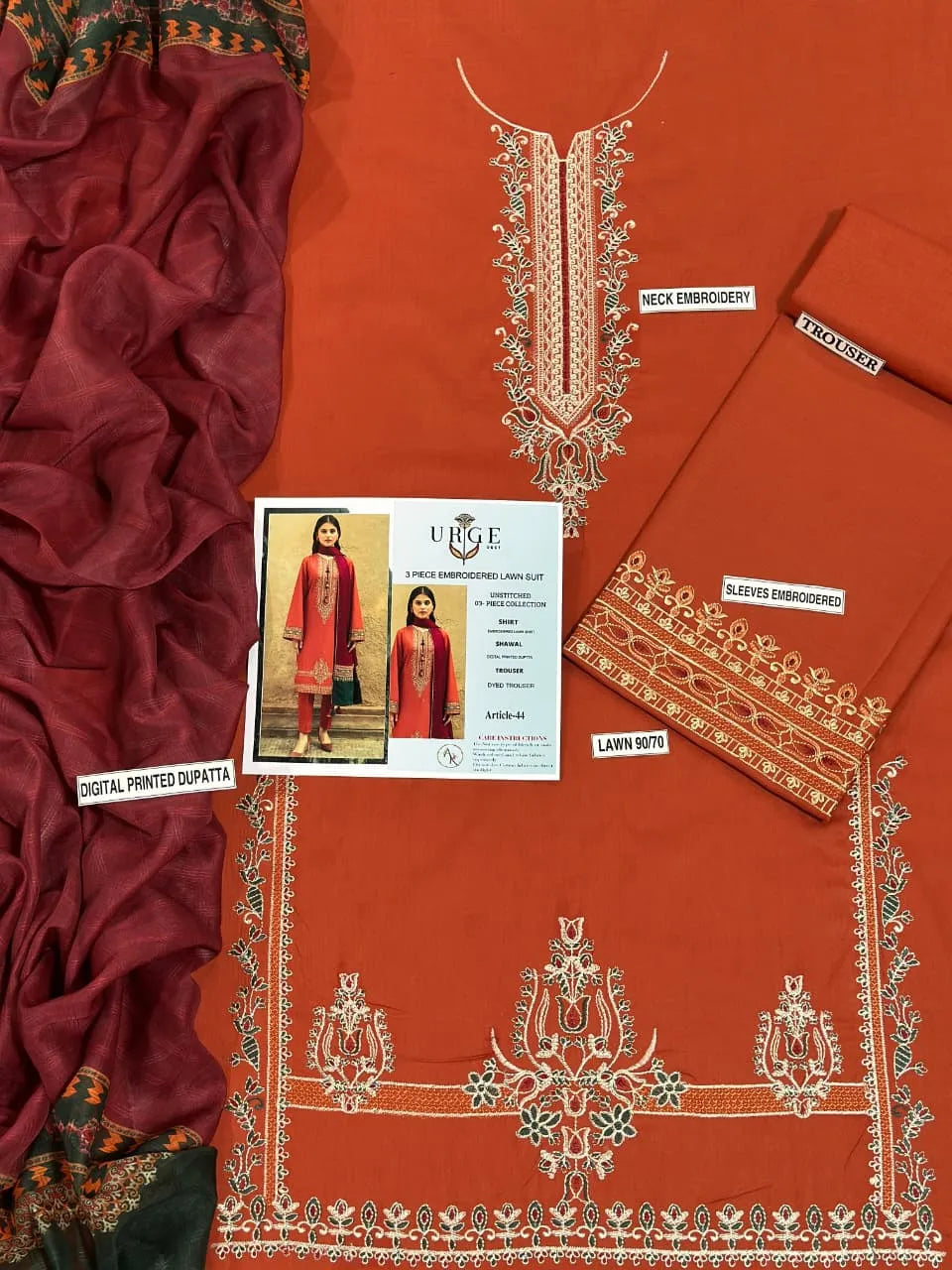 MIX TRENDING DESIGNS 3 Pcs Unstitched Embroidered Suit