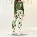 Women Printed Night Suit Green Medium XL Jersey Set
