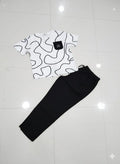 White Printed Night Suit with Front Pocket for Women Medium to XL