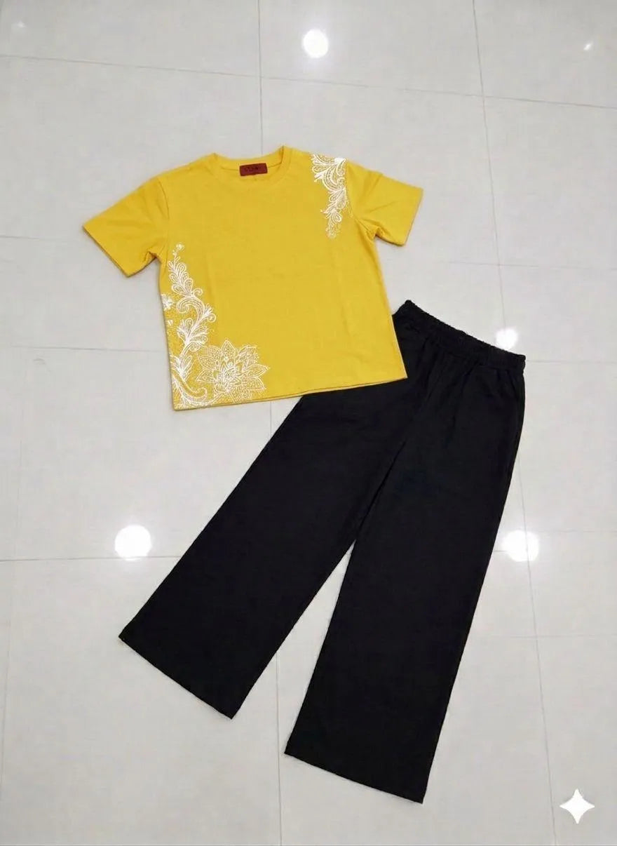 2 Pcs Women's Stitched Jersey Printed Night Suit