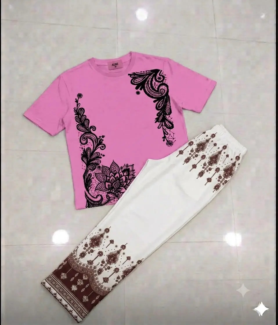 2 Pcs Women's Stitched Jersey Printed Night Suit