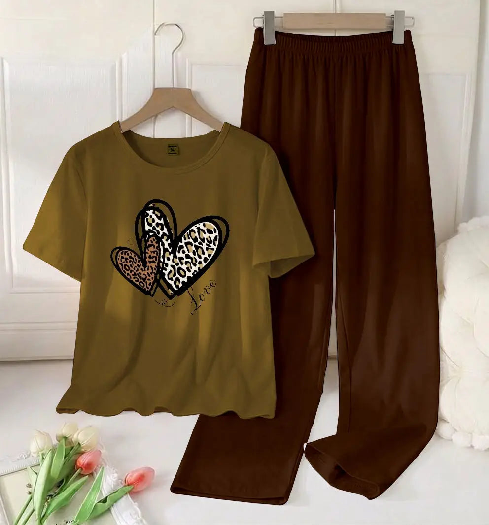 2 Pcs Women's Stitched Cotton Jersey Printed Night Suit