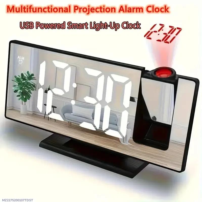 LED Alarm Clock Projector USB Powered Wall Display