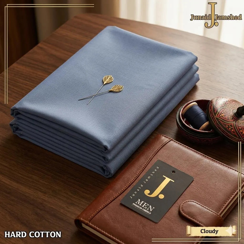Unstitched Hard Cotton Suit Silver for Men Summer Wear