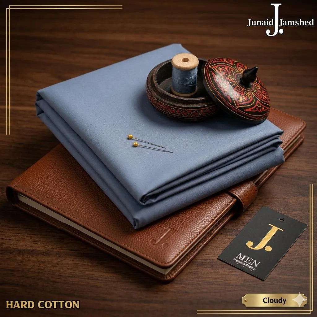 Unstitched Hard Cotton Suit Silver for Men Summer Wear