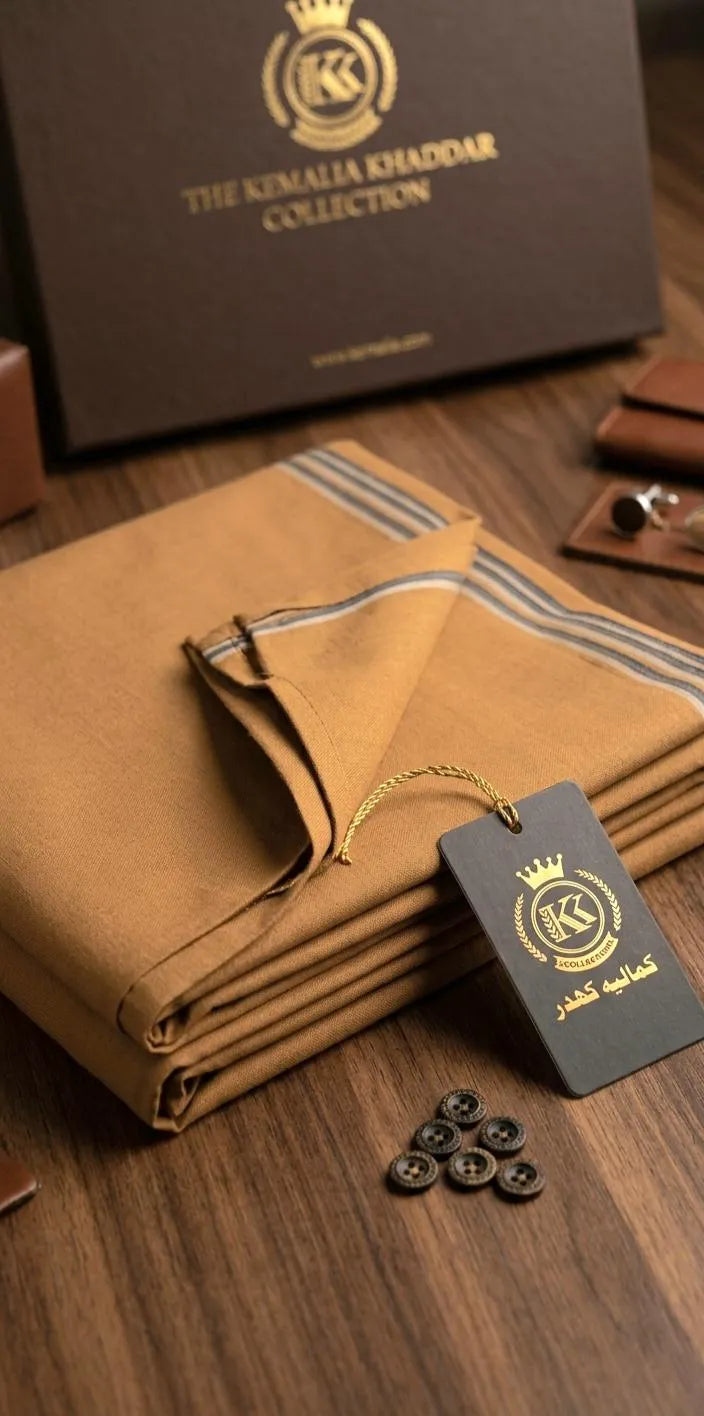 Men Khaddar Plain Brown Suit Summer