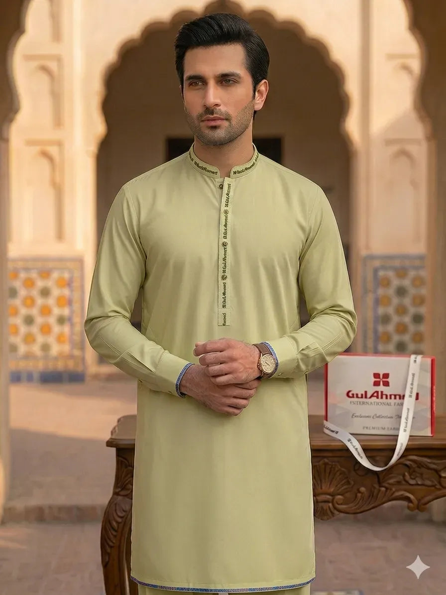 Men's Green Wash & Wear Kurta Summer